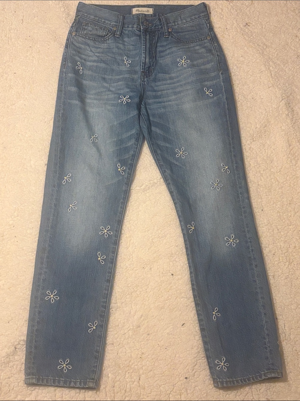 Madewell “The Perfect Summer”Straight-Leg Jeans with Daisy Embroidery